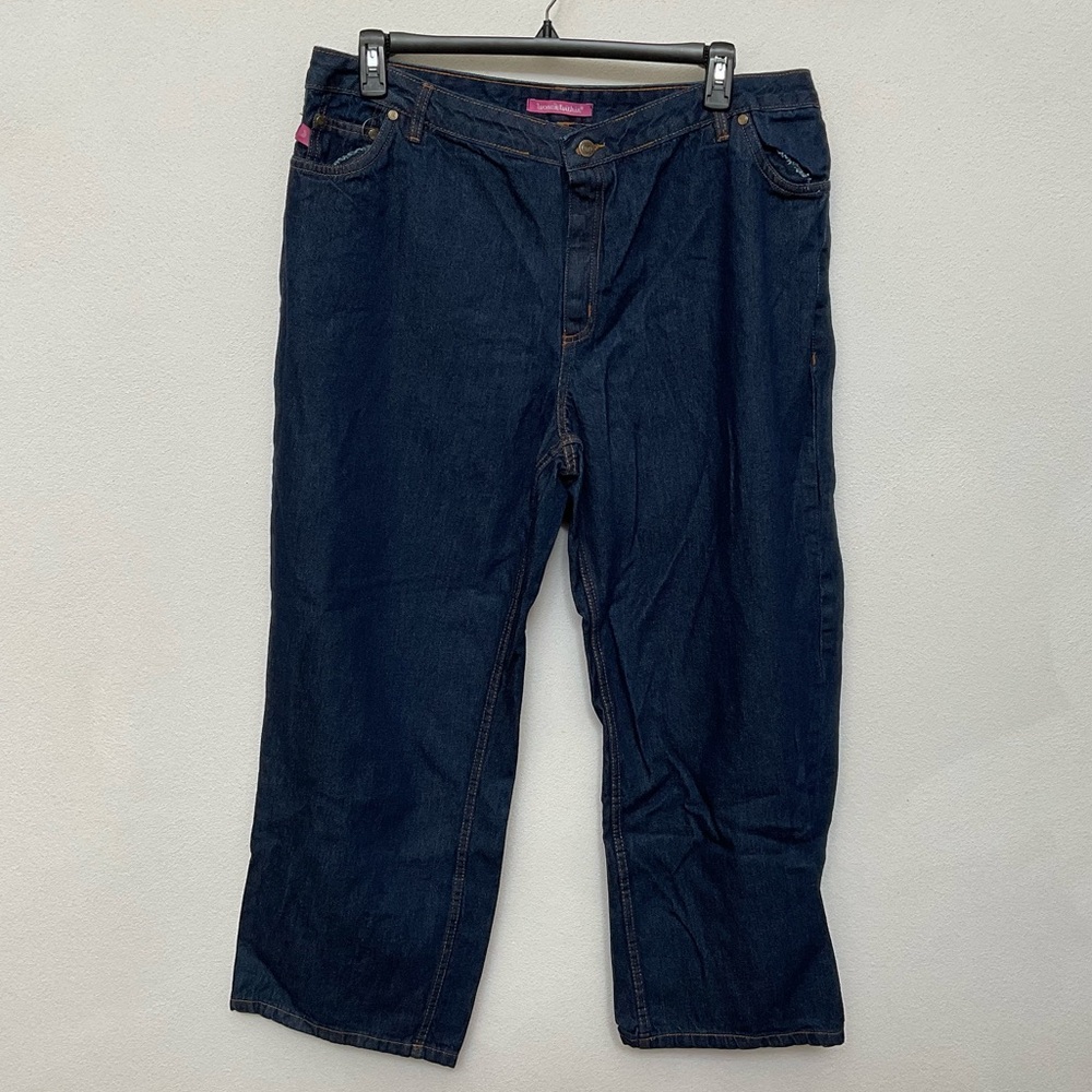 Woman Within Dark Wash Cropped Jean Pants Size 20W Petite Spring Basic
